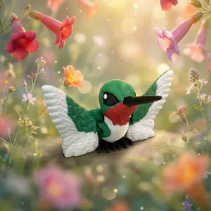 Hummingbird Figurine 3D Printed – Cute Bird Decor, Nature-Inspired Shelf Display, Gift Idea