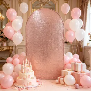 Rose Gold Sequin Arch Cover, 6.6ft Stretchable Glitter Chiara Backdrop Cover for Weddings, Birthdays & Glam Party Decor