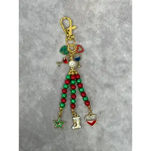 Christmas Theme Beaded Keychain | DIY Bag Charm
