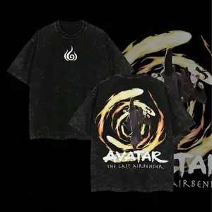 Popular Retro T-Shirt [COLLECTION] 5Limited  Anime T-Shirt - Aang, Katara, Zuko, Toph Beifong The Last Airbender Double Printed Washed Tee Unisex Oversize Acid Washed Lightweight Cotton T-Shirt, Best Gift For Anime Fans