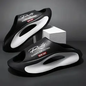 Men's Flip Flops Summer Vacation Beach Sandals EVA Material Non-Slip Comfortable Casual Slides with Personalized Letter Printing for Outdoor Travel Pool Footwear - Flipflop