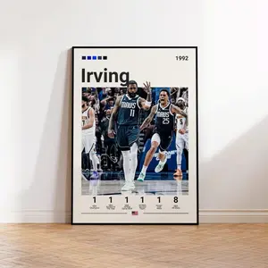 Kyrie Irving Basketball Poster, Sports Poster, Mid Century Modern, Basketball Gift, Sports Bedroom Posters