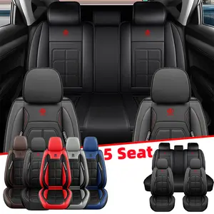 Auto Seat Cover Car Seat Covers Made of High-Quality PU Leather for All Five Seats Waterproof Stain-Resistant Easy to Clean Full Coverage for Front and Rear Seats Universal Fit
