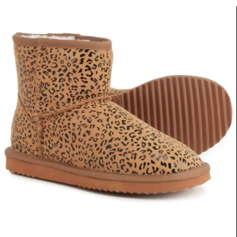 Faux Fur Shearling Lining Boot for Women - Size 10, Leopard Print Design, Comfortable Footwear for Girls Soft