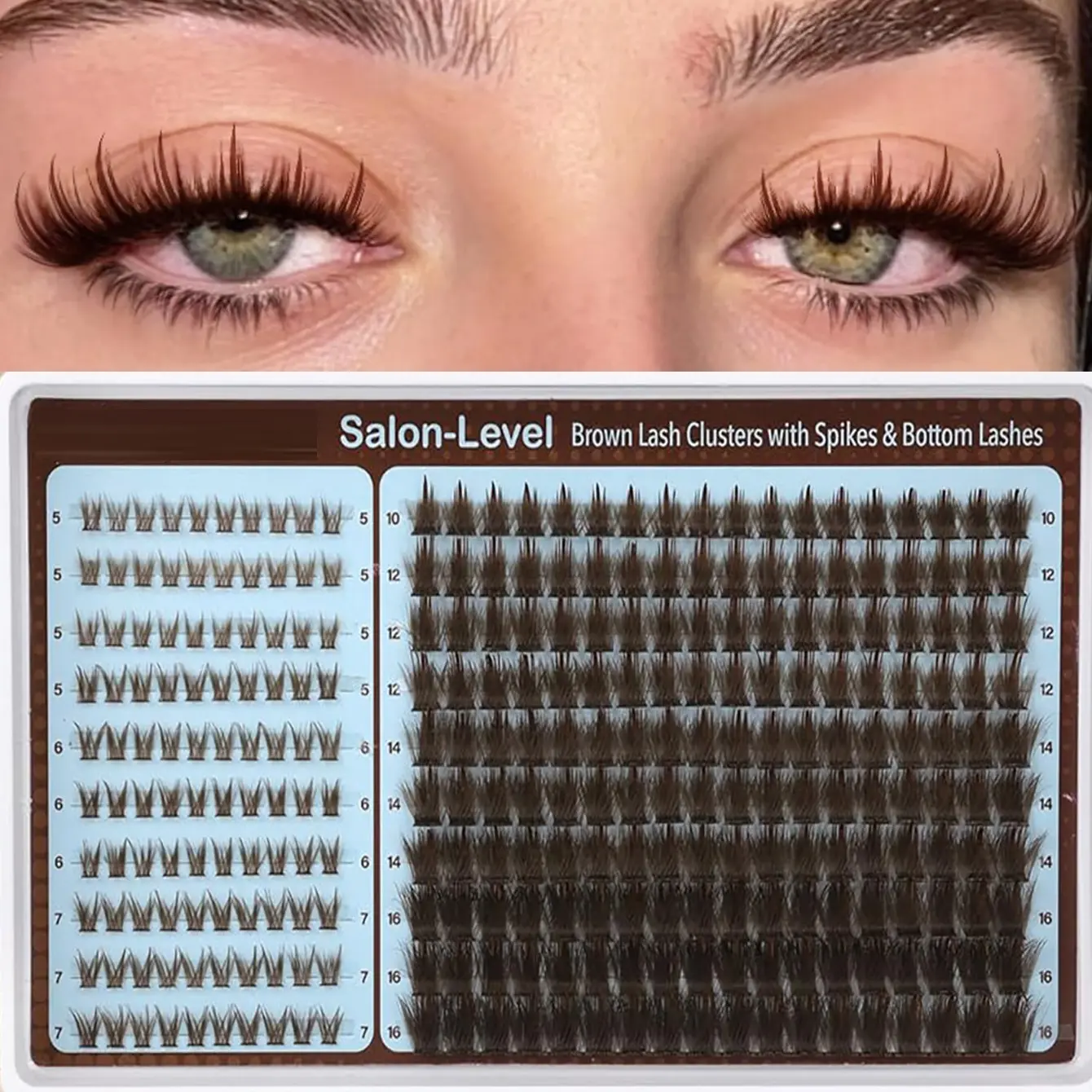 280 Piece Eyelash Cluster Set, Natural Long Fluffy Lashes, Fluffy Eyelash Clusters, High Quality Eyelashes, D Curl 10-16mm, Mixed Lengths, Home DIY False Eyelashes Book, Makeup