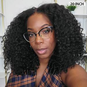 CurlyMe Wear Go Glueless Full Burmese Curly Human Hair Wig Pre-Bleached Pre-cut HD Lace Front Wig - Natural Black