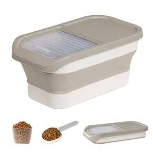 10-13Lbs Dog Food Storage Container,Scoop and Measuring Cup, Folding Pet Food Container with Lids
