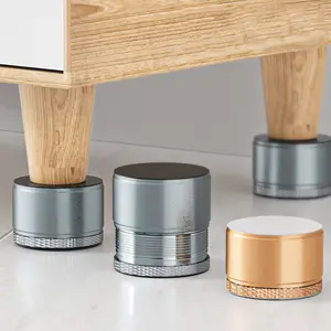 Furniture Cabinet Bottom Heightening Pads, Knob-Style Adjustable Height, Aluminum Alloy Material, 4-Piece Set, Enhanced Stability