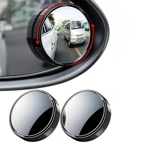 Joytutus Black 2-Pieces 2in Round Car Blind Spot Mirrors, HD Glass Convex Rearview Mirrors with Rain Covers, 360° Wide-Angle Suction Cup Mount, Easy Install, Enhanced Visibility Universal Car Accessories