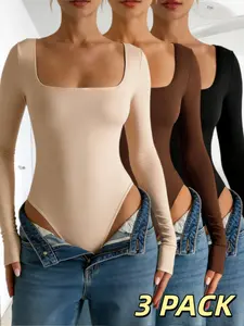 Women's Long Sleeve Bodycon Top, Slim Fit Simple Design, Adorable Figure, Versatile Daily Wear for Multiple Scenarios