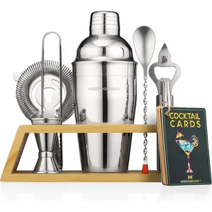 Shaker Set Bartender Kit with  Stand - Professional Martini Shaker,  Stainless Steel Shaker Bottle, Complete Bar Accessories  Set and Mixology Kit for  Bar & Drink Mixing