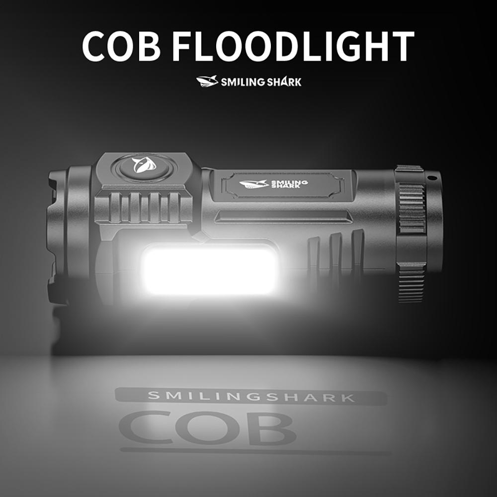 【SD-5474】Small Size Massive Power SMILING SHARK Torch Light Rechargeable Flashlight Led Super Bright with Clip COB Floodlighting 4 Modes Small Outdoor Emergency Hiking Pocket Light 【SD-5474】Small Size Massive Power SMILING SHARK Torch Light Rechargeable Flashlight Led Super Bright with Clip COB Floodlighting 4 Modes Small Outdoor Emergency Hiking Pocket Light
