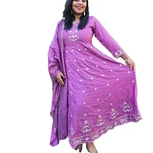 Sparsha  premium Reyon heavy embroidery Anarkali pant n Dupatta