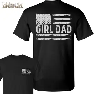 Girl Dad American Flag T-Shirt - Distressed USA Flag Graphic With Bold Text , Patriotic Shirt For Fathers Of Daughters , Great Gift For Father's Day , Casual Dad Life Tee , Strong But Loving Vibe men  gifts