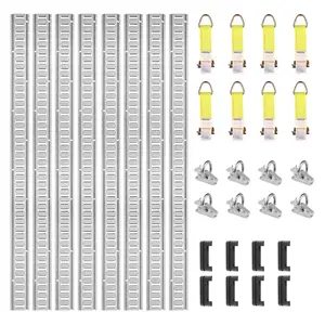 Fathersdaygift VEVOR E Track Tie-Down Rail Kit, 24PCS 5' E-Tracks Set Includes 8 Steel Rails 8 O-Ring Anchors 8 Tie-Offs with D-Ring, Versatile Securing Accessories for Cargo Motorcycles Bikes, 2000 lbs Loaddealsforyoudays
