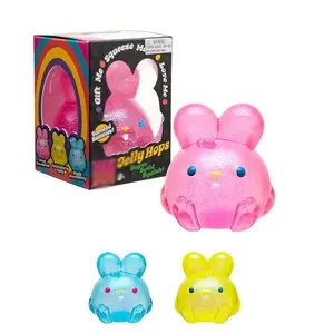 3 Colors Soft Candy Bunny Toy with Jelly Filling, Sensory Stress Relief, Easter Basket Stuffer, Perfect Gift for Kids