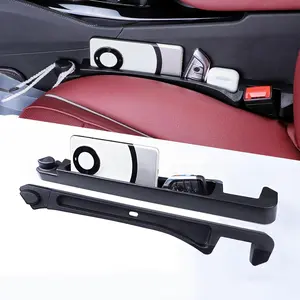 FASTAGEI 2 Pack Upgrade TPU Universal Dual Car Seat Gap Filler with Hooks, 4 in 1 Black Car Gap Plug Seat Fillers with Hook Odorless for Cars SUV, Console Side Gap Storage Organizer with Charge Cable Hole