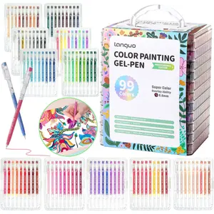 45/72/99/162/252 Color Gel Pens with Storage Box, 0.6mm Fine Tip, Non-Toxic Water-Based Ink, Ideal for Adult Coloring Books and DIY Crafts, Coloring Materials Set