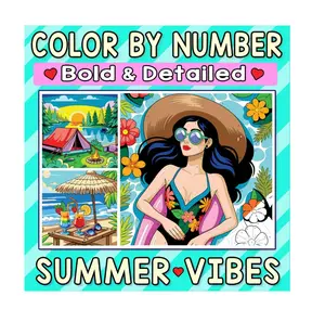 Color By Number Bold & Detailed Summer Vibes: A Relaxing Coloring Adventure of Sun, Sand, and Seasonal Joy for Adults and Teens