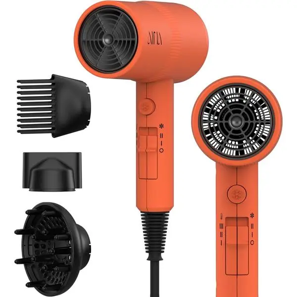 AINA Hair Dryer with Diffuser,Comb Full-Featured Blow Dryer 110V(Orange) | 3 Heat/2 Speed;Cold shut button;Lightweight;Compact Size;High Temp;Low Airflow;Same Results;Less Expense