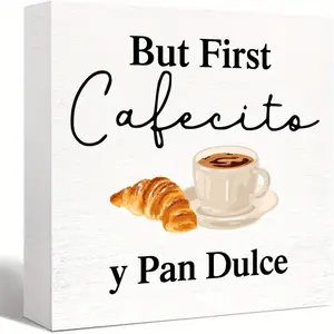 Country but First Cafecito Y Pan Dulce Canvas Print, Coffee Bar Poster, Framed Artwork, Rustic Home Kitchen Décor, Poplar Plant Inspired