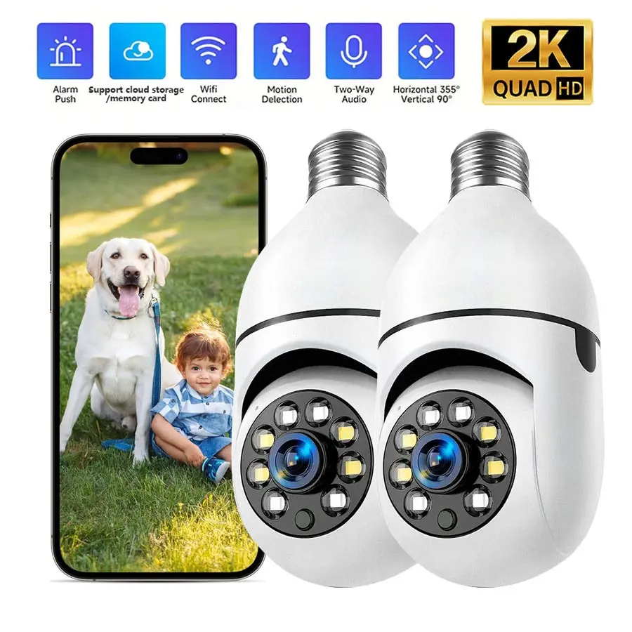 2k Resolution Wireless Wifi Security Camera, Smart Ptz Indoor Outdoor Surveillance Cam, Night Vision, Motion Detection, Pet Monitor, Monitoring, Home Security Cameras