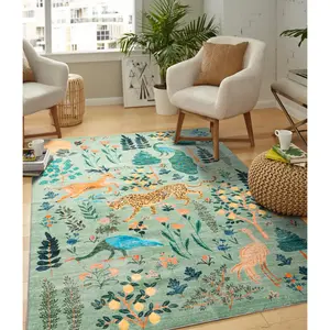 One piece velvet machine washable living room rug, Animal Printed Rug, perfect rug for living room, bedroom and dining room decoration