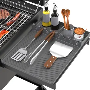 Silicone BBQ Tool Mat – 1-Pack Grill Pan Mat,Waterproof & Oil-Resistant Draining Pad，outdoor kitchen Accessory  for Blackstone Side Rack Mat,Essential Kitchen Gadget,Reusable Grease Pad for Smokers & Grills，mens gifts-charcuterie board
