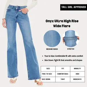 [TALL GIRL APPROVED] KANCAN - Onyx Essentials Women's Denim Ultra High Rise Wide Flare