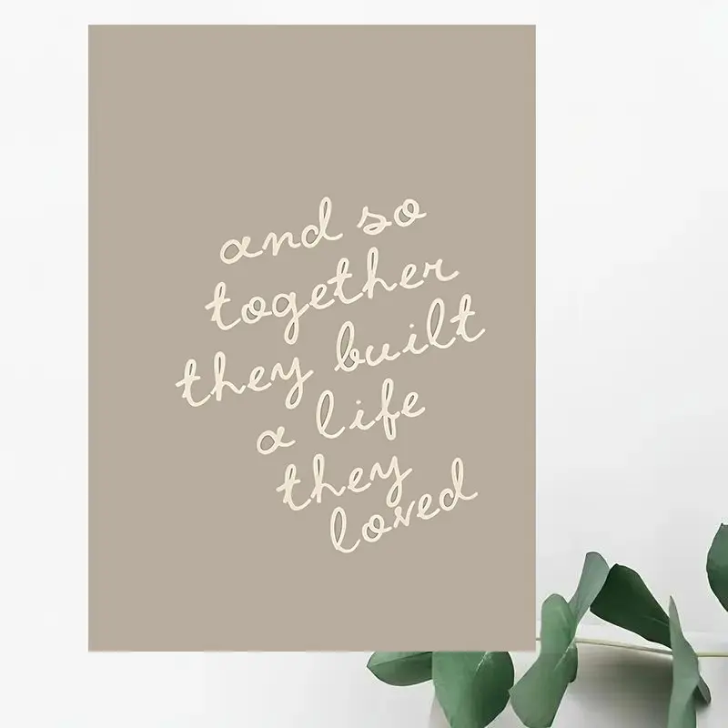 An unframed canvas art painting that tells a love story, including romantic quotes. Minimalist, Modern design wall decoration for modern aesthetics, suitable for living rooms and bedrooms, making it a gift, Decorative artwork