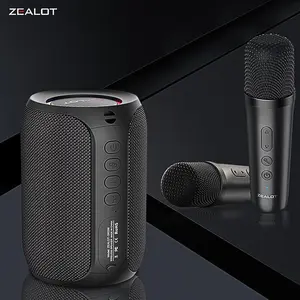 ZEALOT S62M Wireless Speaker with 2 Wireless Microphones, 12 Hours Playtime Loud Stereo Speaker, Portable Bluetooth-compatible Speaker for Mobile Phone/Tablet/TV, Audio