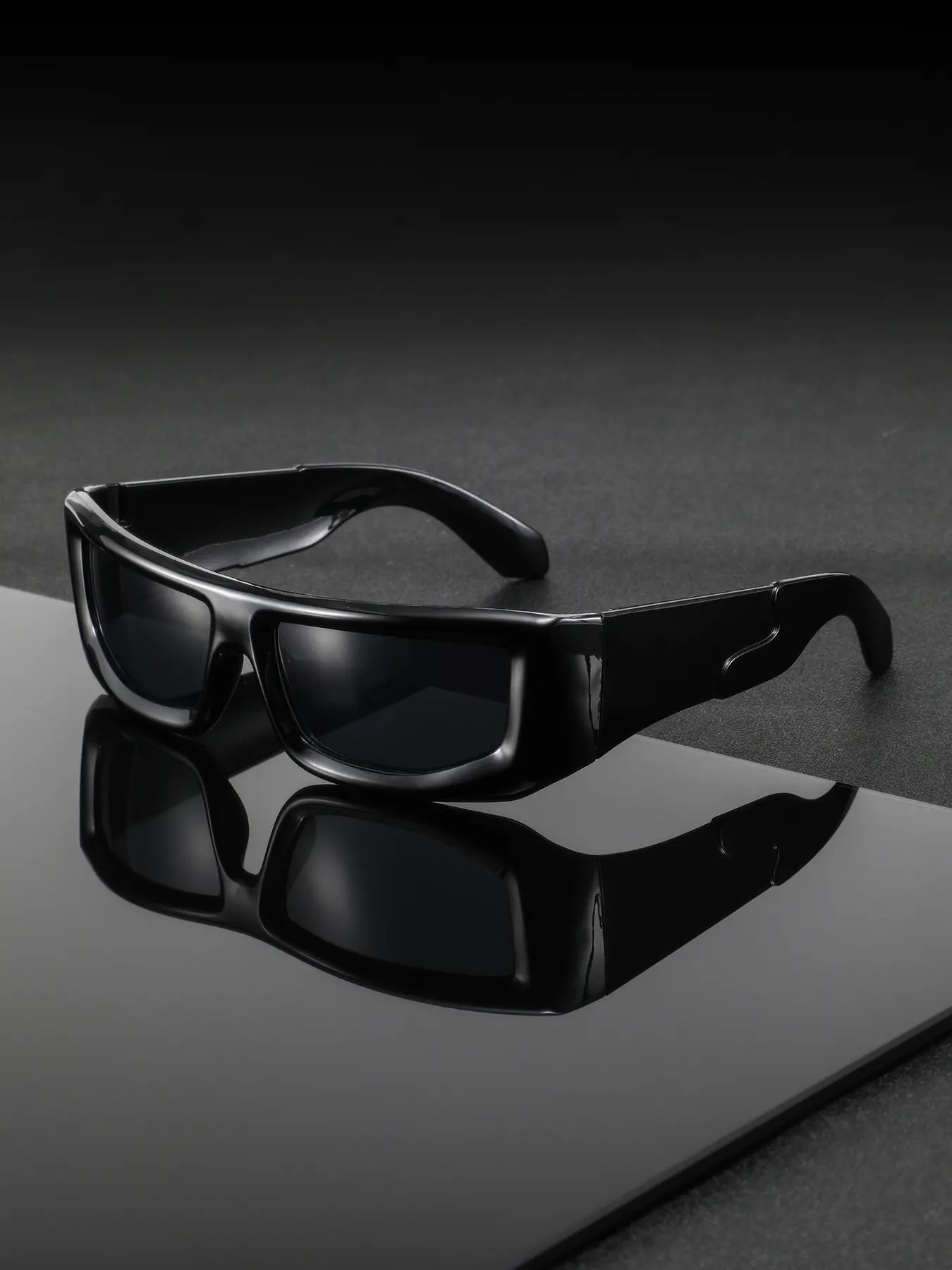 Men's PC Rectangular Full Frame Wide Leg Glasses, Trendy Punk Casual Fashion, Durable Stylish Street Style, Suitable for All Face Shapes, Street Style Shades