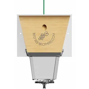 Best Bee Brothers Ultimate Pro Carpenter Bee Trap for Outside with Extra-Large, Clear External Bee Vault & Spring-Loaded Door, White Roof