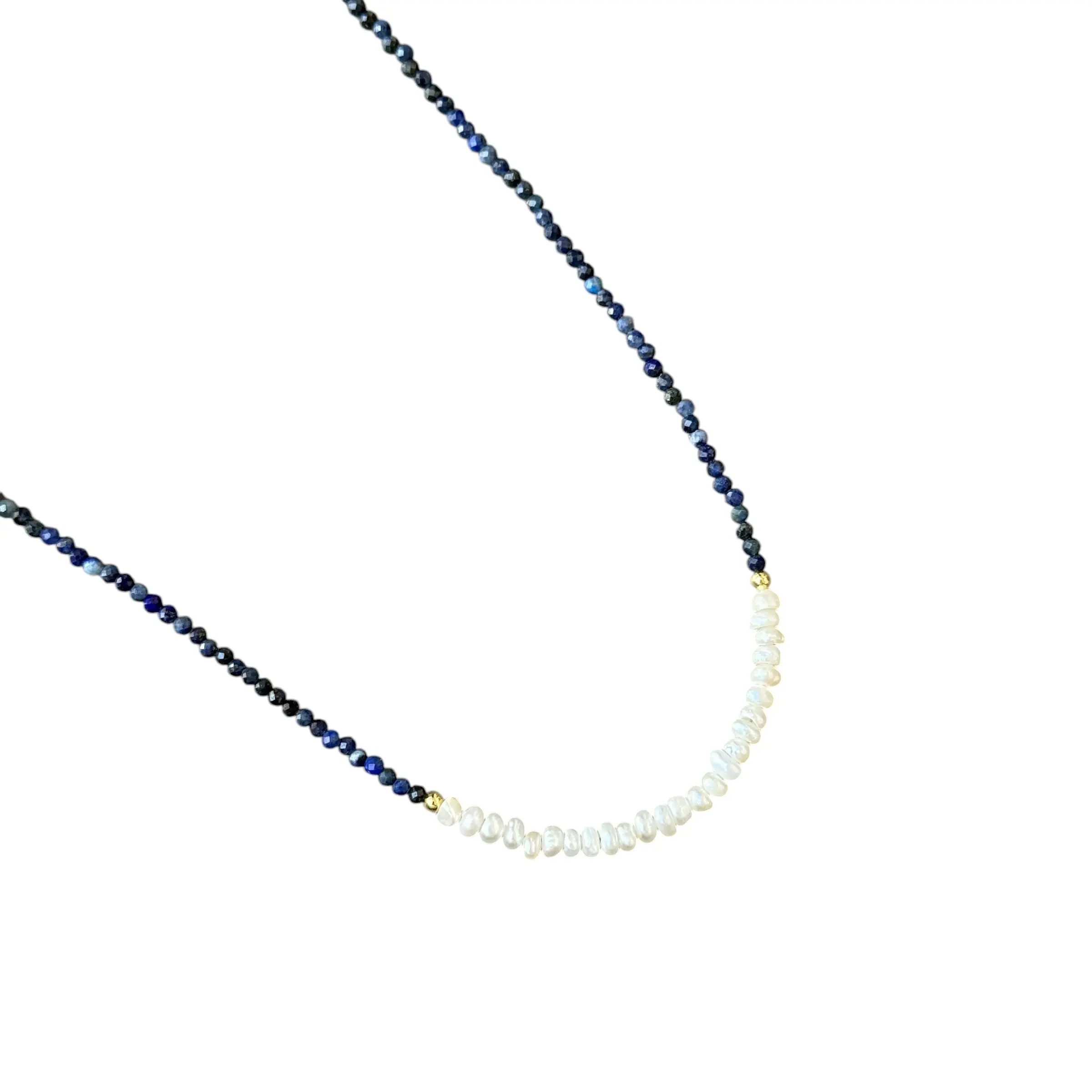 Leonard Lapis Pearl Beaded Necklace