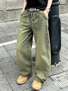 Men's Vintage Stone Washed Loose Jeans, Retro Stone Washed Wide-Leg Jeans. Loose fit with comfortable fabric, Y2K trend street style workwear casual wear. Daily casual hip-hop fashion pants, suitable as a gift for husband or boyfriend.