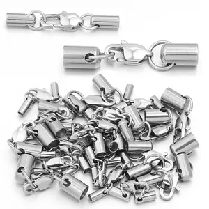 5sets 2/2.5/3/4/5mm Stainless Steel Leather Bracelet Clasps Hook Leather Rope Jewelry Connectors DIY Jewelry Making Accessories
