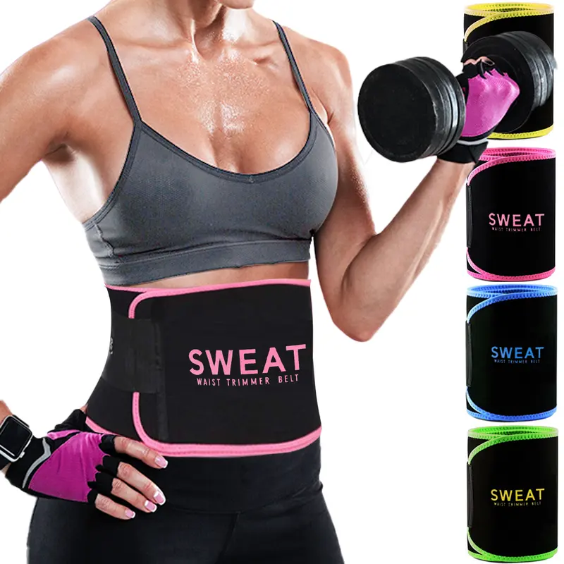 Sauna Sweat Ab Waist Trainer Belt for Women and Men - Sweat Band Waist Trainer Belt for Sports Training Gym Workouts, Men Women Sportswear, Womenswear, Fajas Para Mujer, 3 Adjustable Sizes, 5 Color Choose
