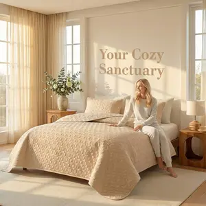 3-Piece Quilted Bedding Set, Simple Summer Blanket, Twin Size Sheet & Coverlet, Soft Breathable All-Season Bedspread