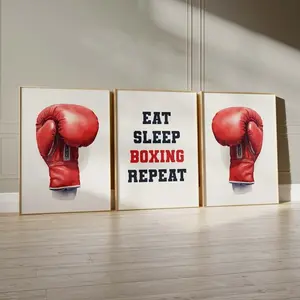 Set of 3 Boxing Wall Art, Boxing Prints, A3 A4 Boxing Posters, Boxing Room Decor, Boys Bedroom Decor, Digital Prints, Boy Room Art, Son Gift