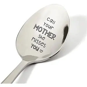 Letter Pattern Stainless Steel Spoon, 1/5/10/15/20pcs Funny Creative Spoon, Engraved Stainless Steel Spoon, Tea & Coffee Lovers Gift for Mom