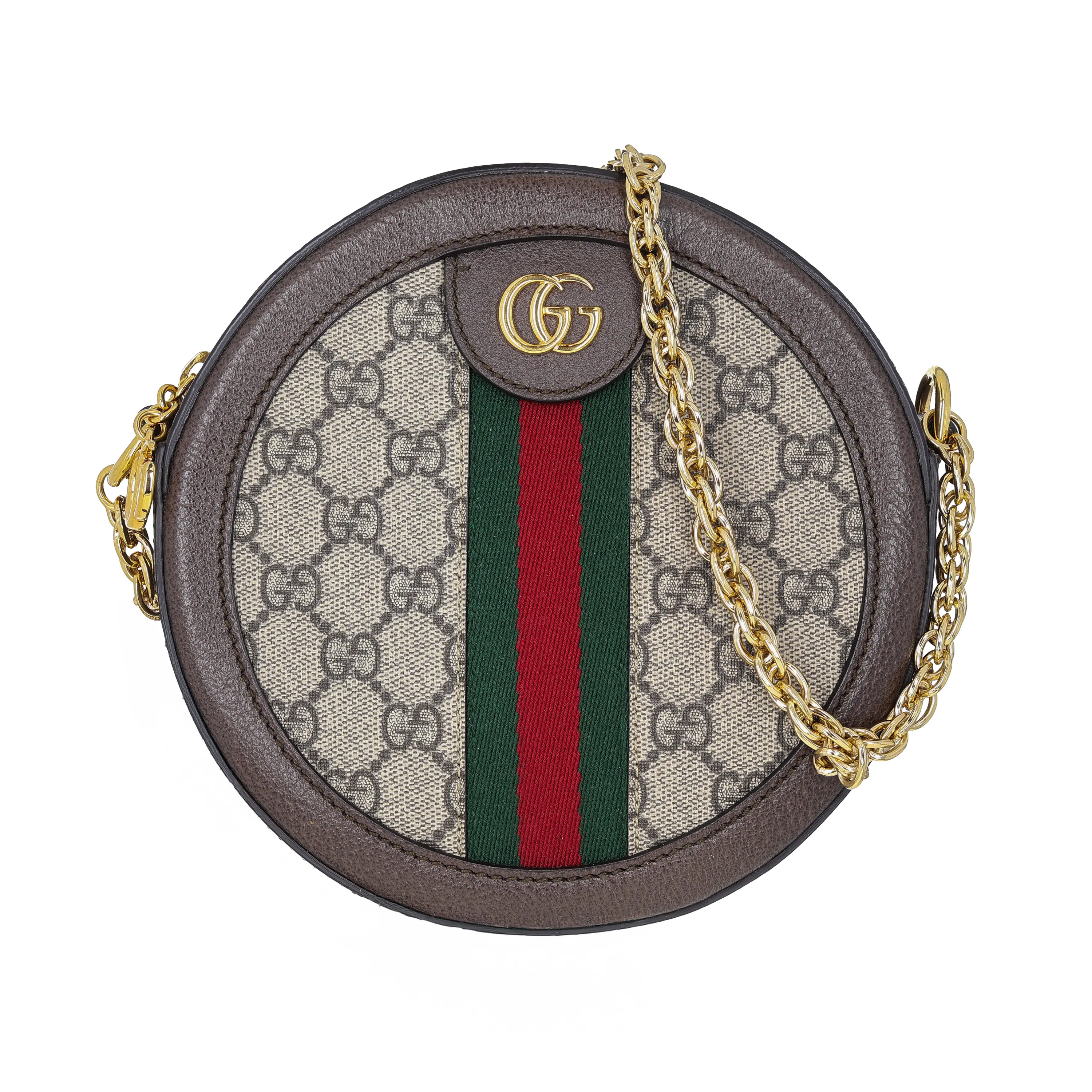 Pre-owned GUCCI Monogram Shoulder bags Supreme GG Coated Canvas Ophidia Round Shoulder Bag Mini Beige