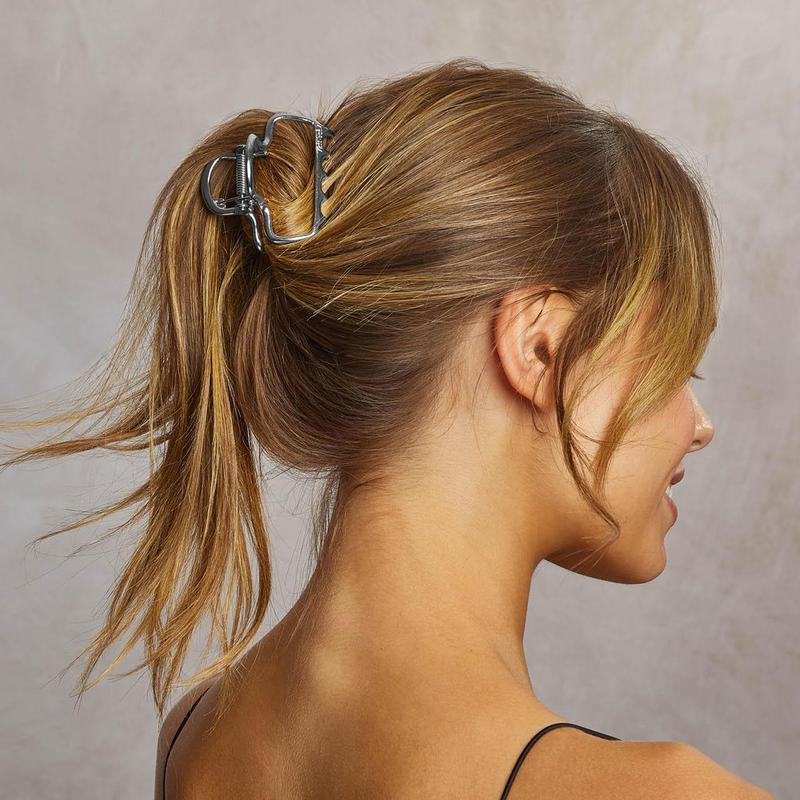 Metal Medium Open Shape Cloud Claw Clip - Hematite