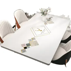 Luxury Leather Tablecloth Dining Table Mat High End Waterproof Oil Proof Heat Resistant Coffee Table Mat PVC Washable Table Mat Marble Pattern