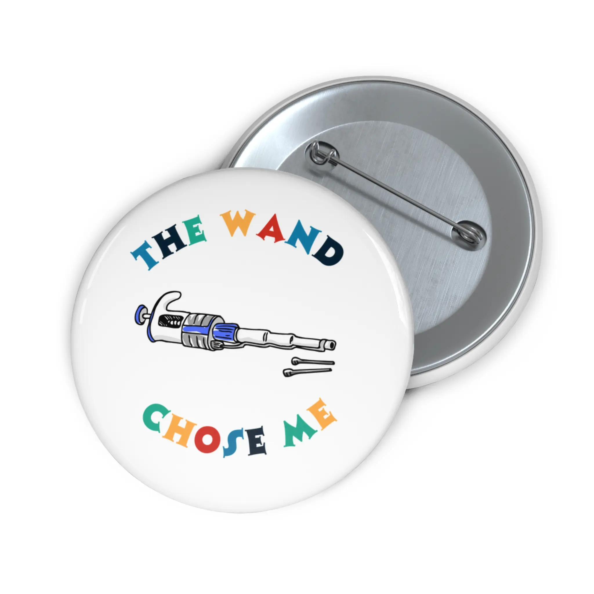 The Wand Chose Me, Pipette, Funny Science Pun, Laboratory Pin Button, Unique Gift for Science Teacher Student, Pipette Tips, Colorful