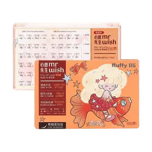 MR.WISH Fluffy Lili Collaboration Self-Adhesive Eyelashes - 48 Clusters 6-7mm J Curl Faux Mink Under Lashes for Natural Look