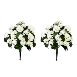【Christmas Gift】2 Pack Artificial Begonia Topiary Tree-23in Lifelike Fake Bushes Tree Fake Shrubs Plant with Planting Stake-Artificial Ball Tree for Indoor Outdoor Home Porch Garden Decor-B