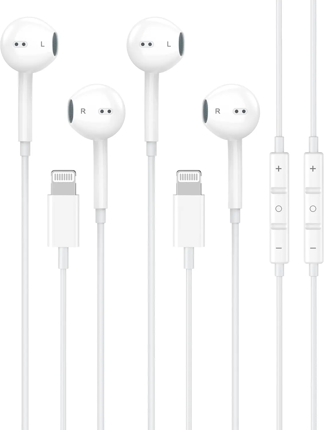 2 Pack MFi Certified Wired Headphones for iPhone 14, 13, 12, Pro Max, Lightning Connector Earphones with Microphone and Remote Control, Compatible with iPhone