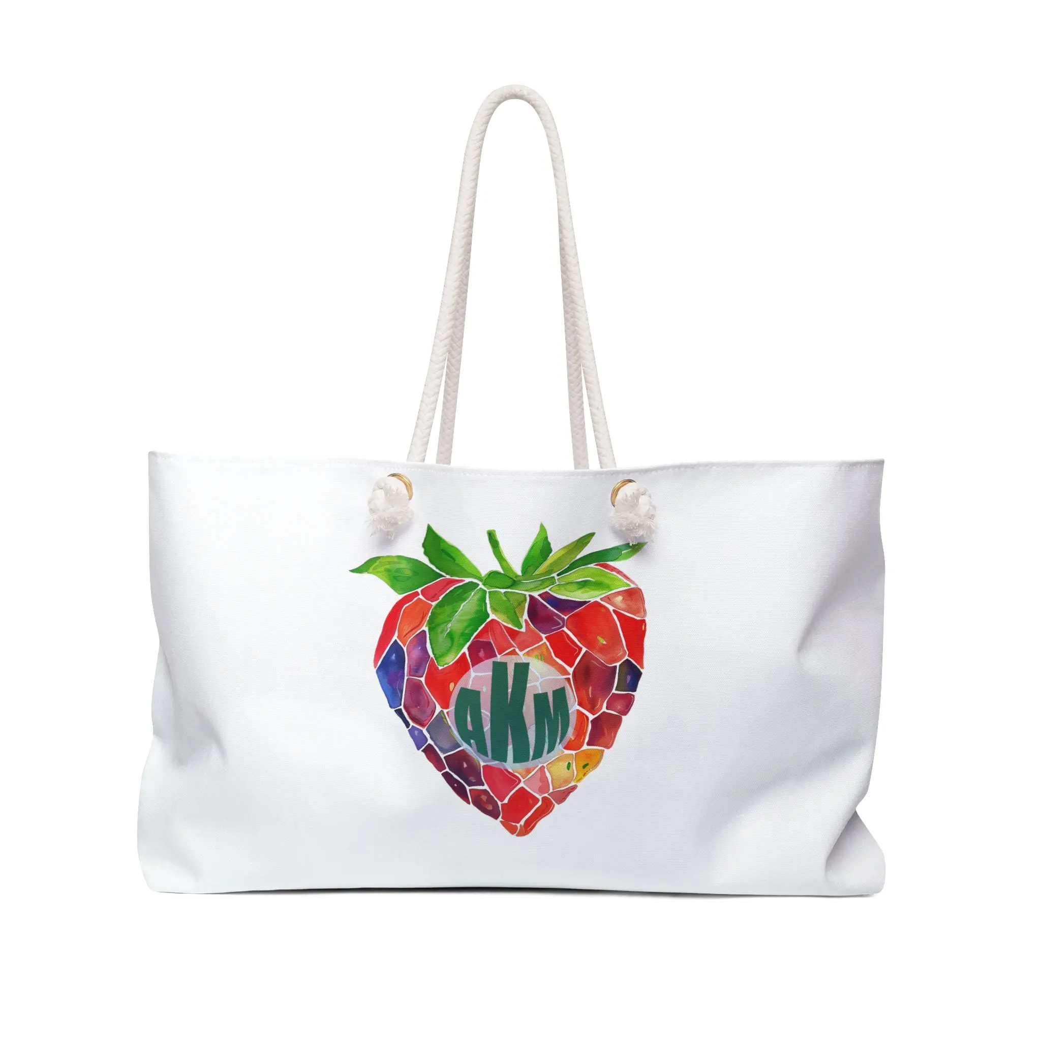 Personalized Strawberry Initial Monogram Weekender Bag