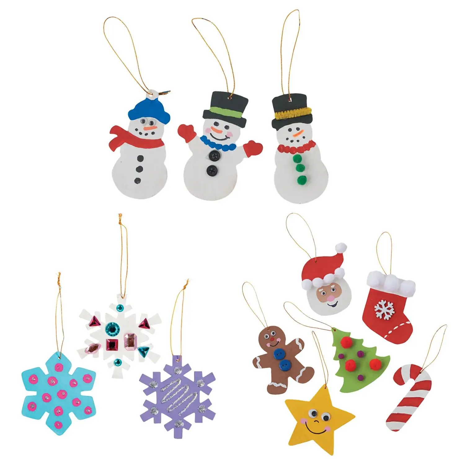 Fun Express Unfinished Wood Christmas Ornament Assortment, Bulk DIY 48 Piece