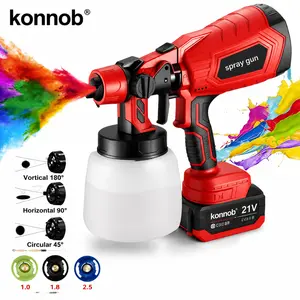 KuwatCordless HVLP High Efficiency Spray Gun with 3 Spray Patterns & 800ml Container, Portable Adjustable Paint Sprayer for Auto Repair, Furniture, Fence, Wall & DIY Home Renovation Copper Motor Painting Tool